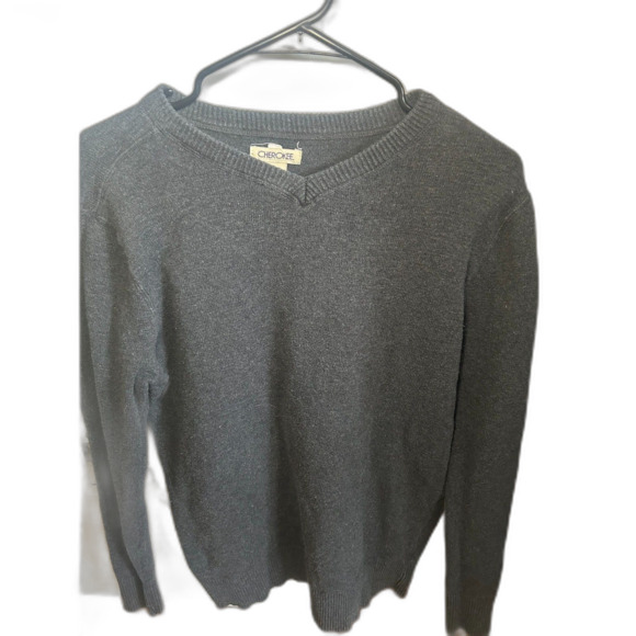 Cherokee Sweaters - Cherokee XL Gray V Neck Pullover Sweater 100% Cotton Classic Fit